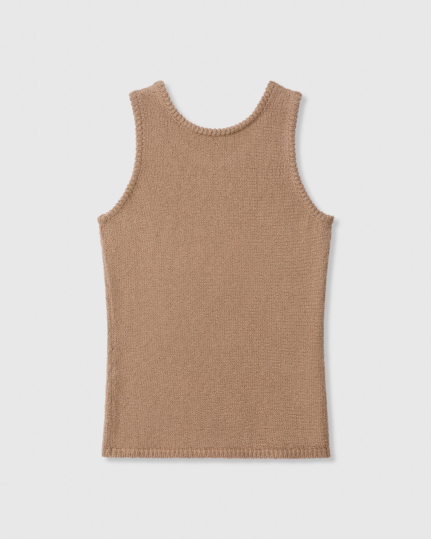 Casasola Carolina knitted cotton camel tank top - back view