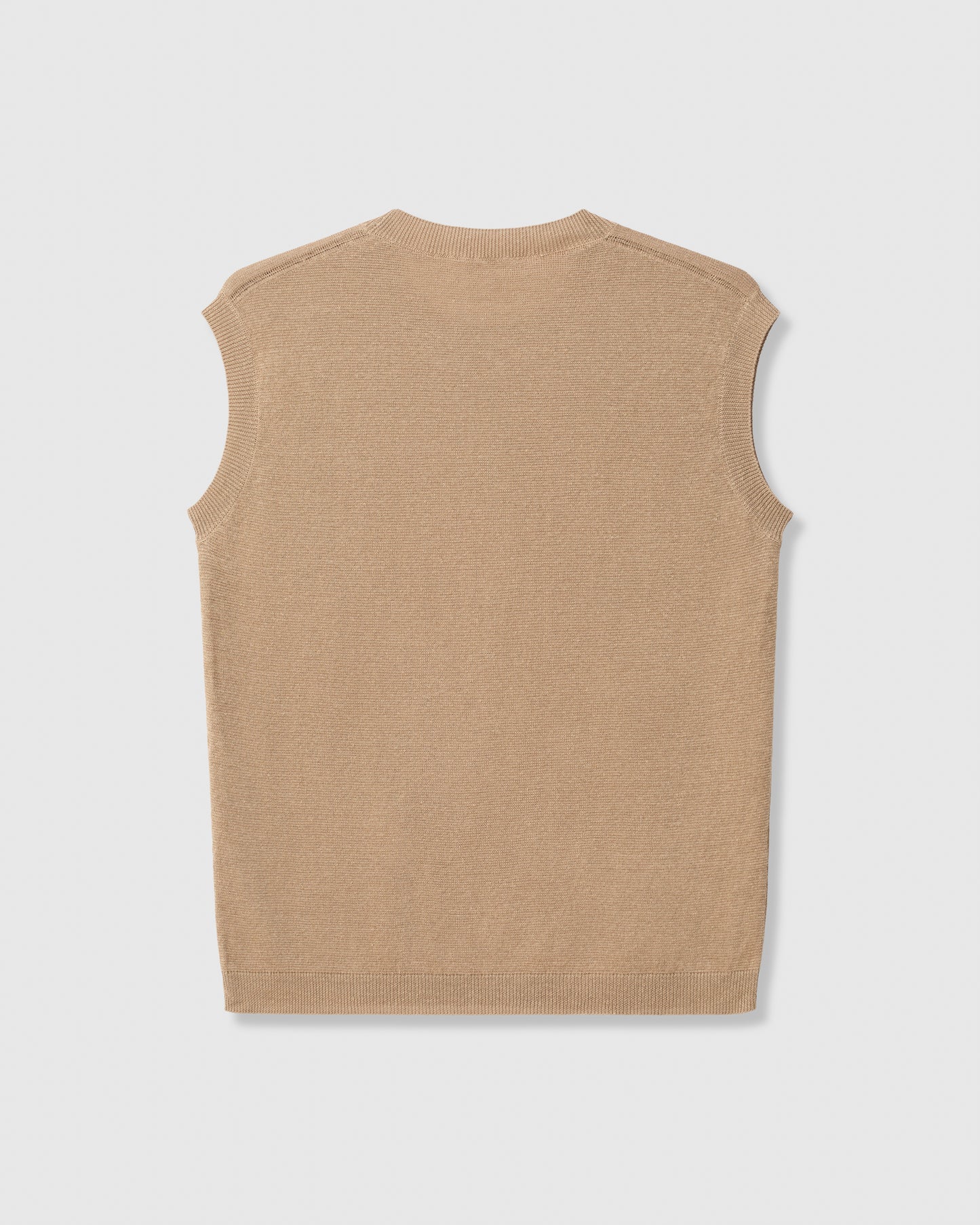 Casasola Milena Knitted Linen Sleeveless Top in Camel - Back View