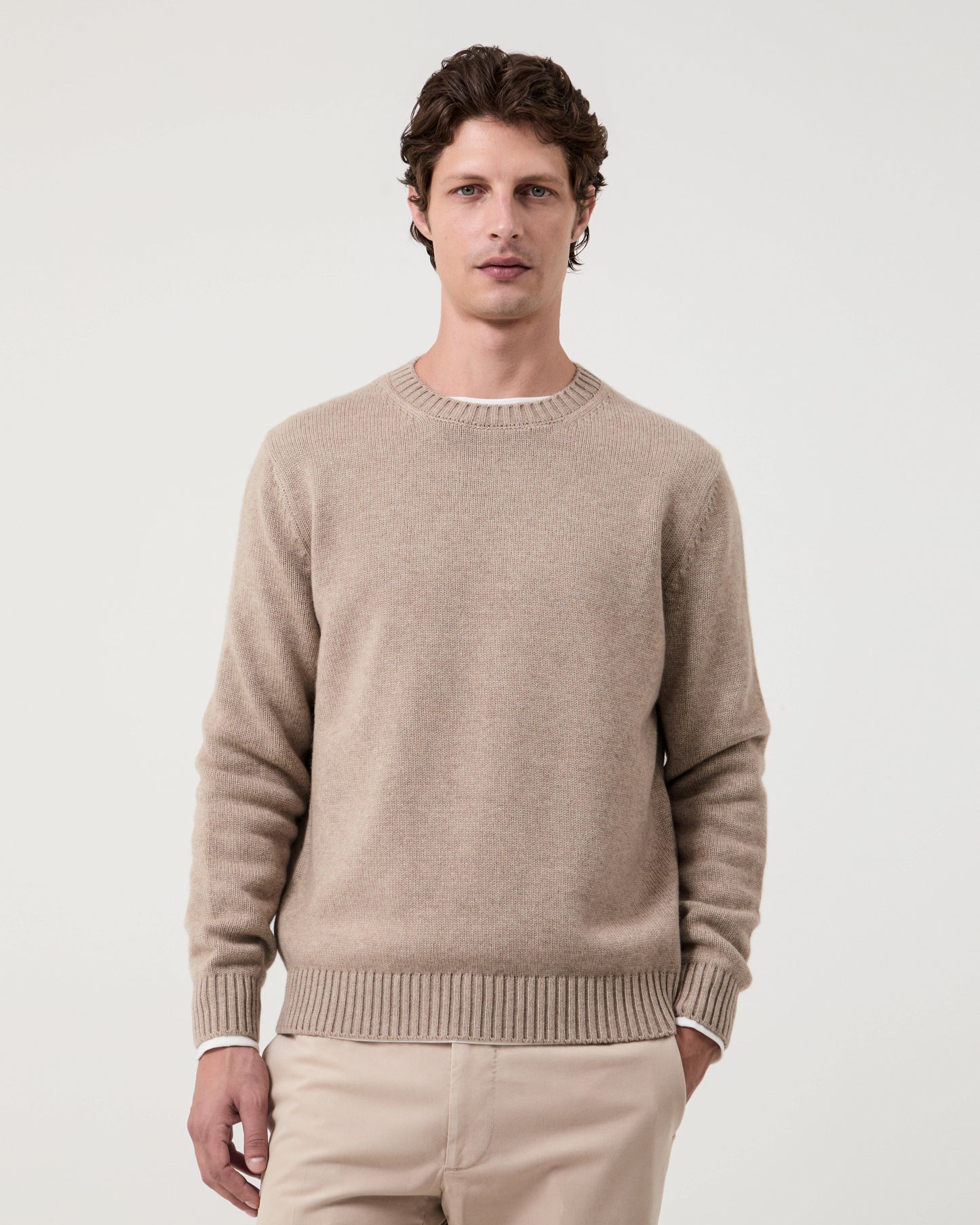 Pino Four-Ply Crew Stone