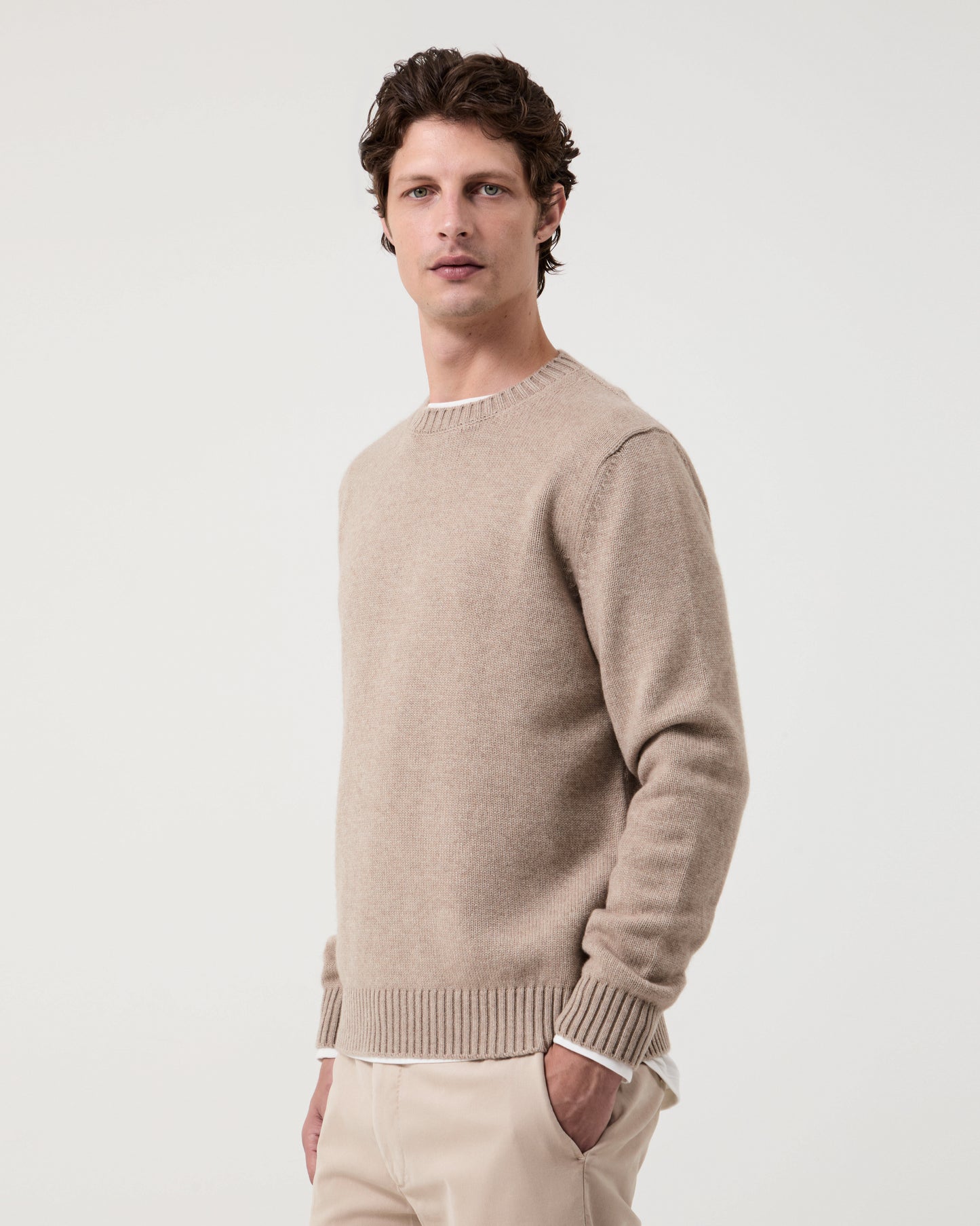 Pino Four-Ply Crew Stone