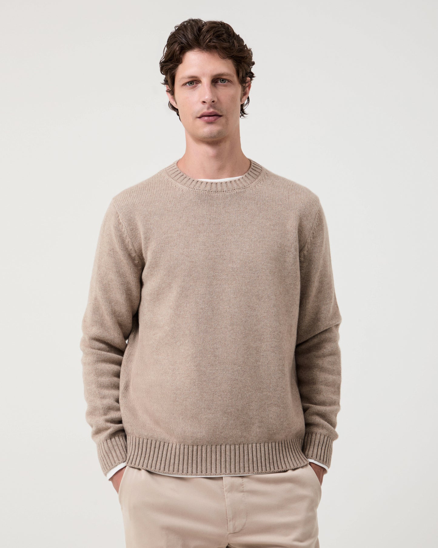 Pino Four-Ply Crew Stone