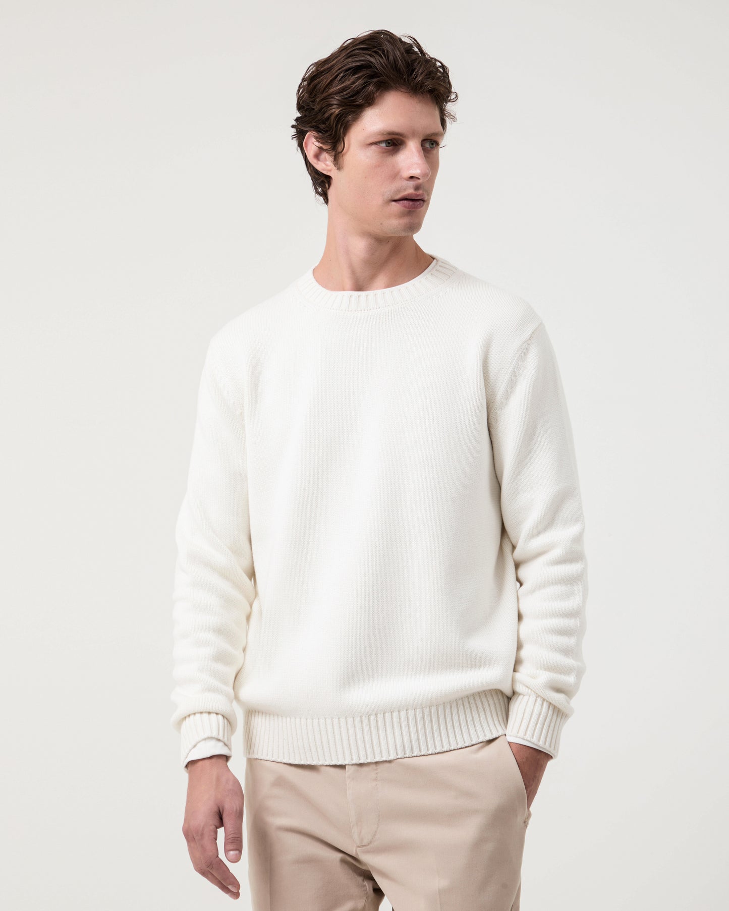 Pino Four-Ply Crew Tapioca