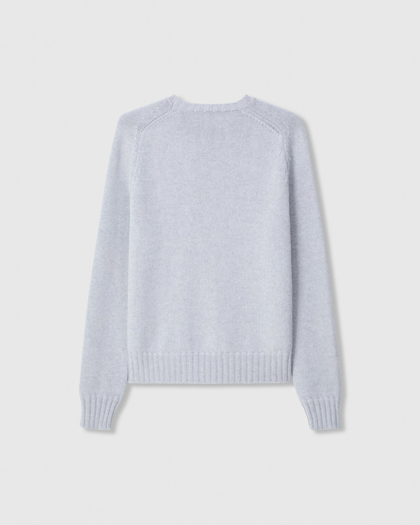Casasola Mia Knitted Merino Wool Saddle Shoulder Crewneck in Grey - back view