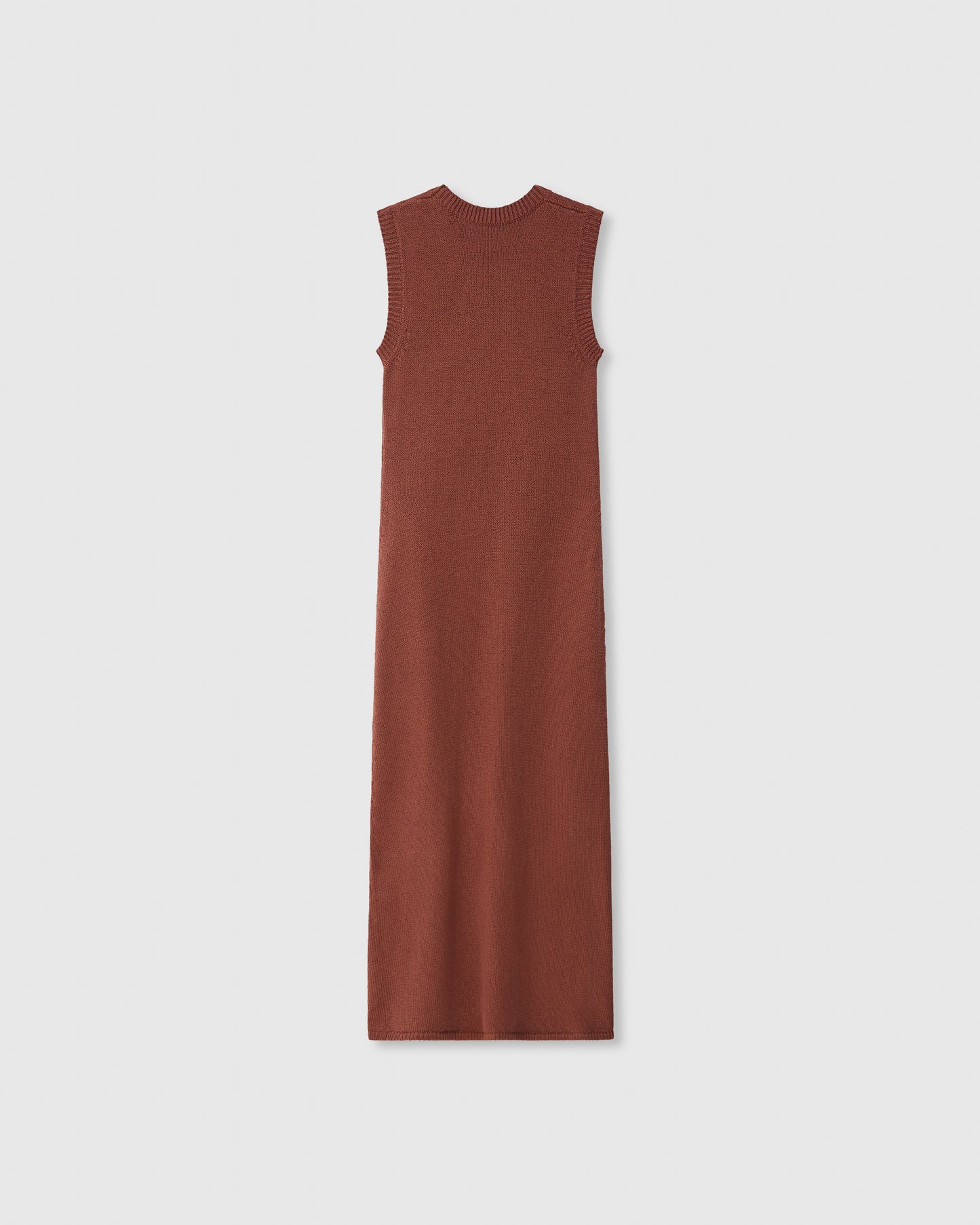 Casasola Violeta Knitted Cotton Brown Midi Dress - Back View