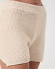 Woman wearing Casasola  Alba knitted cotton white shorts 