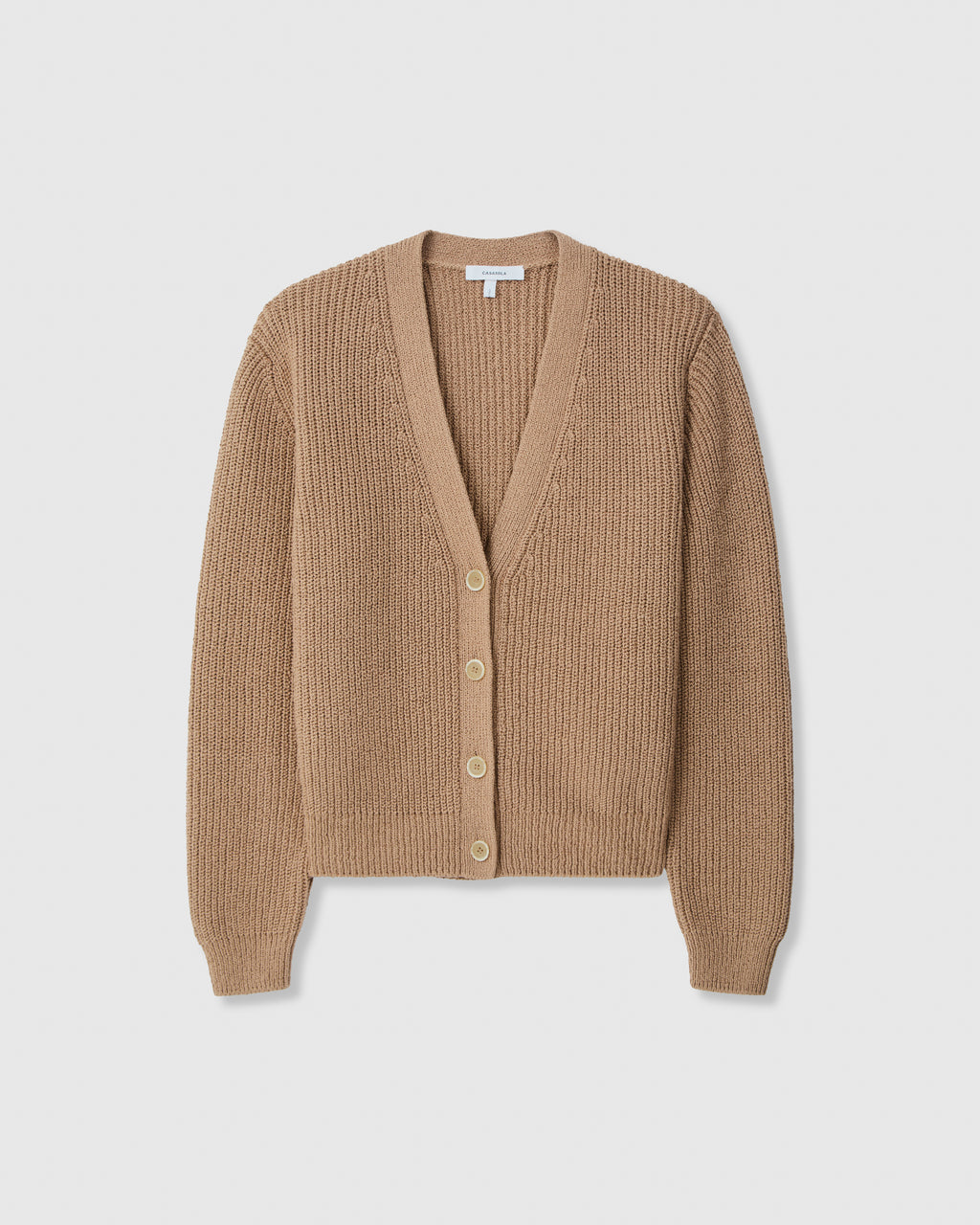 Casasola Aurora Knitted Cotton Camel Cardigan - front view
