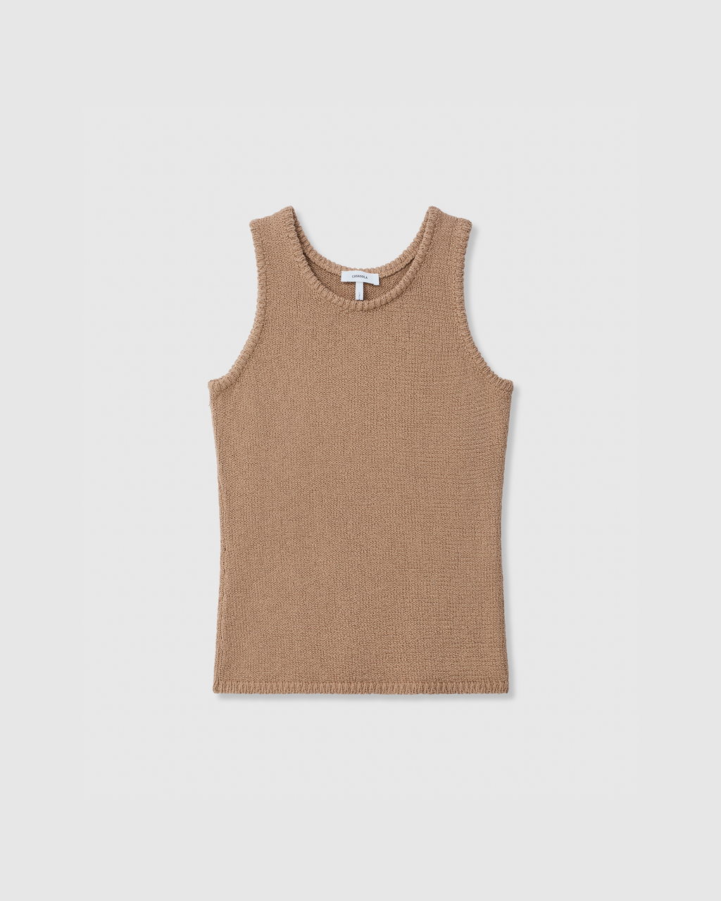 Casasola Carolina knitted cotton camel tank top - front view