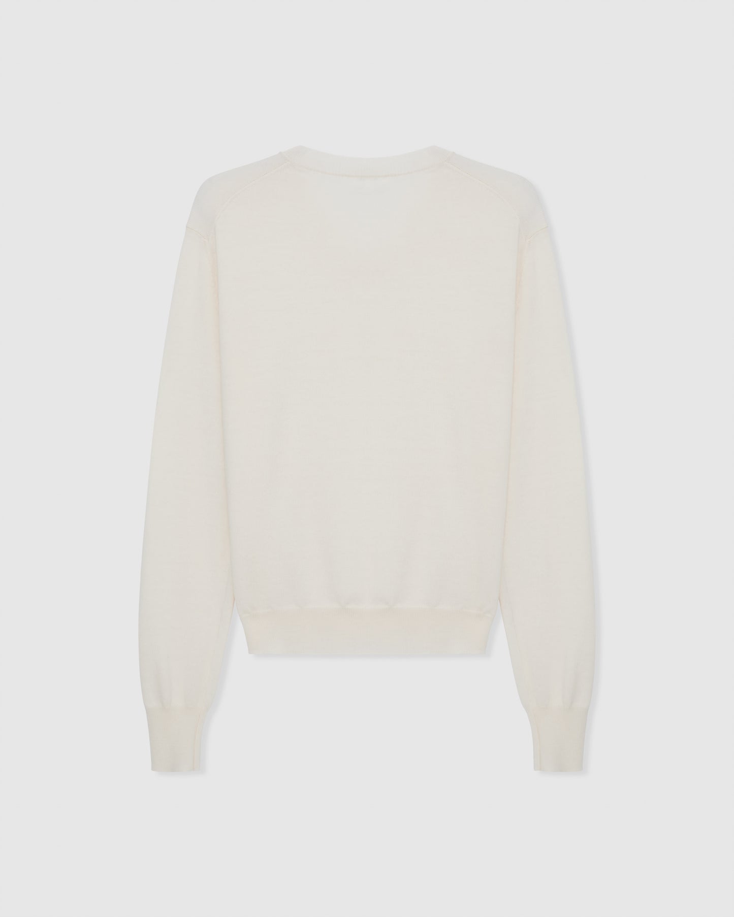 Casasola Giada knitted wool classic v-neck sweater in Ivory - back view