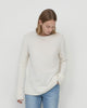 Model wears Casasola Maria knitted cashmere oversized crewneck sweater - front view