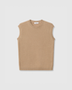 Casasola Milena Knitted Linen Tank Top in Camel - Front View