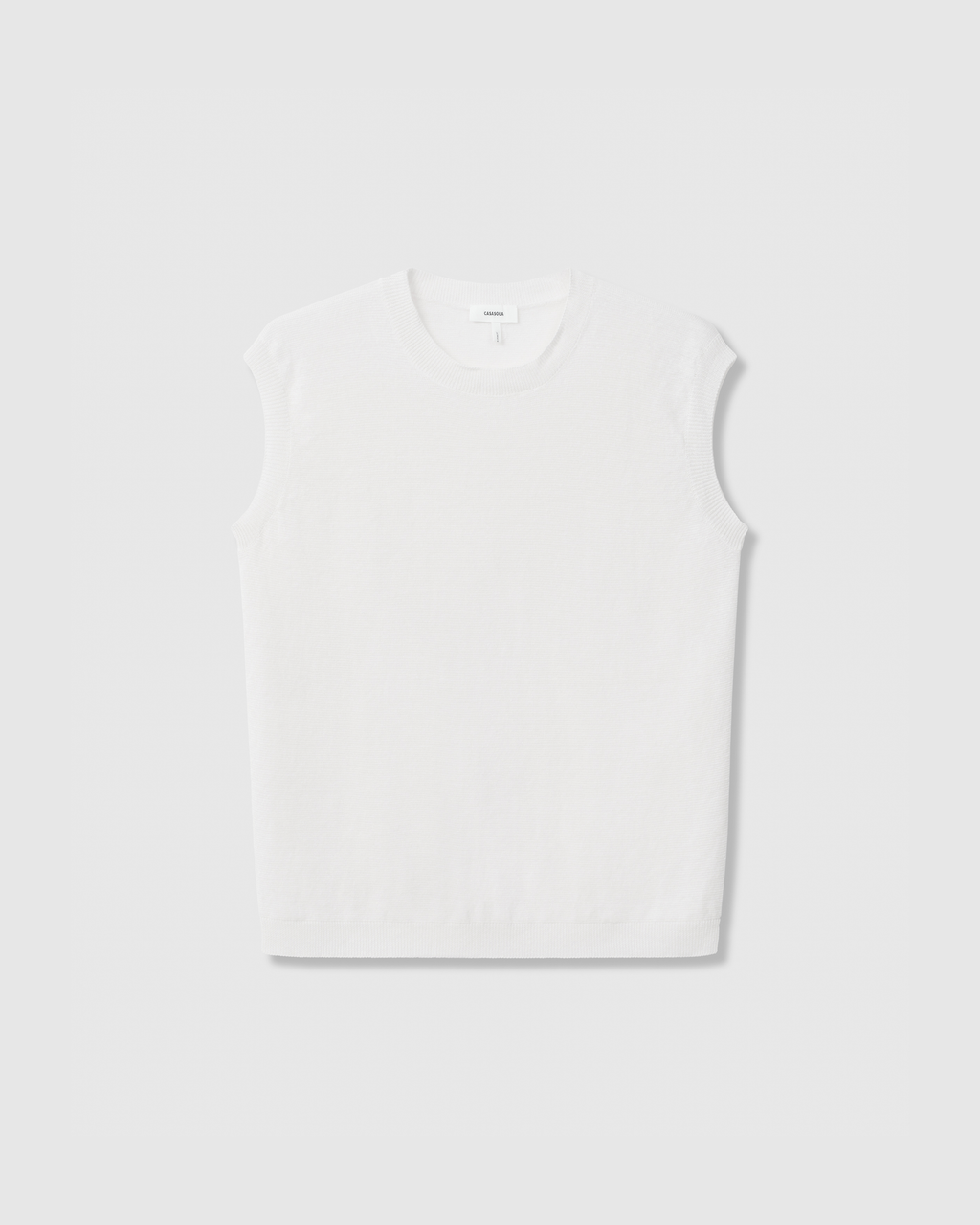 Casasola Milena Knitted Linen Sleeveless Top in White - Front View