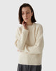 Women wears Casasola Orso Cashmere Silk Off-White Boucle Crewneck - Front View