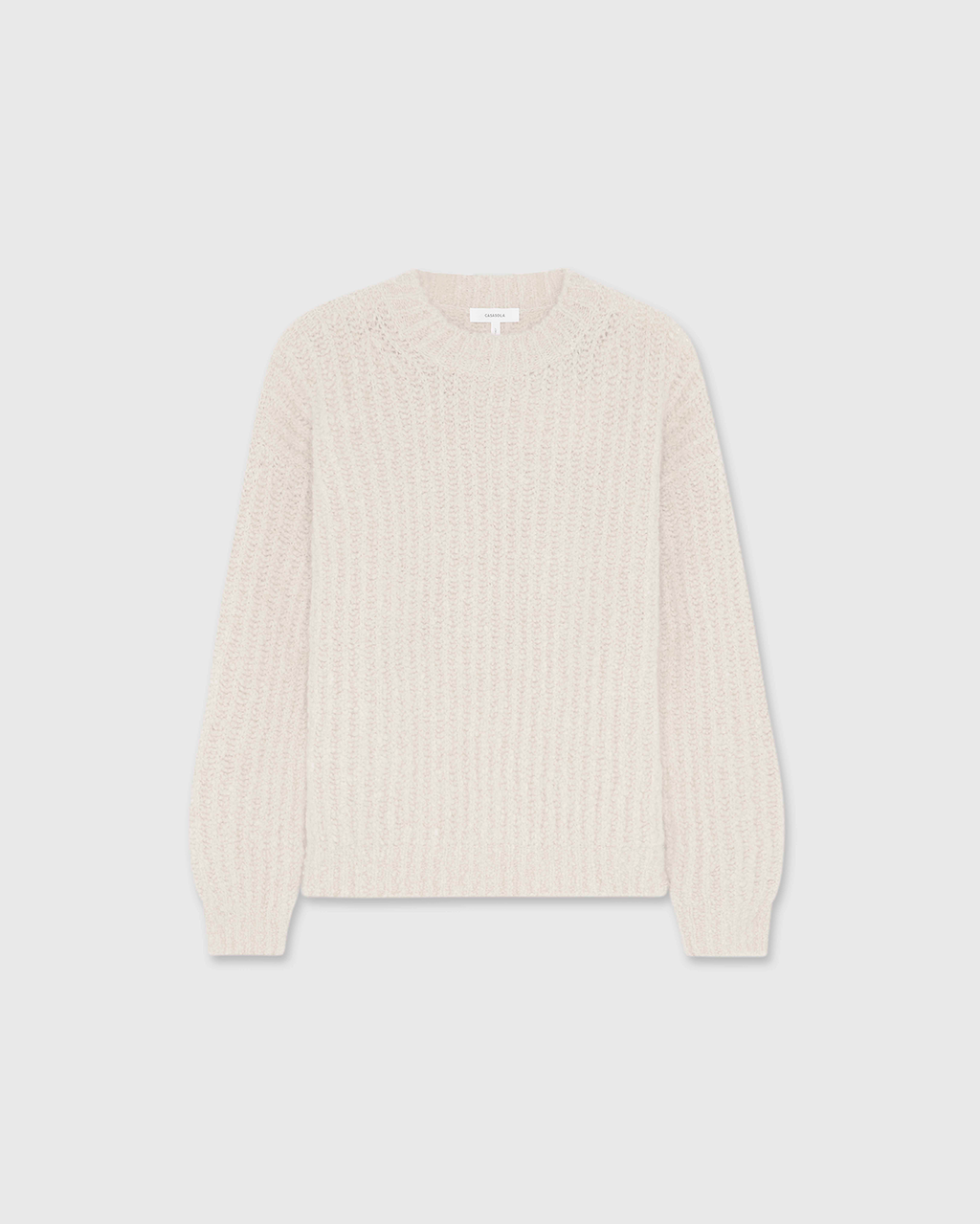 Casasola Orso Cashmere Silk Off-White Boucle Crewneck - Front View