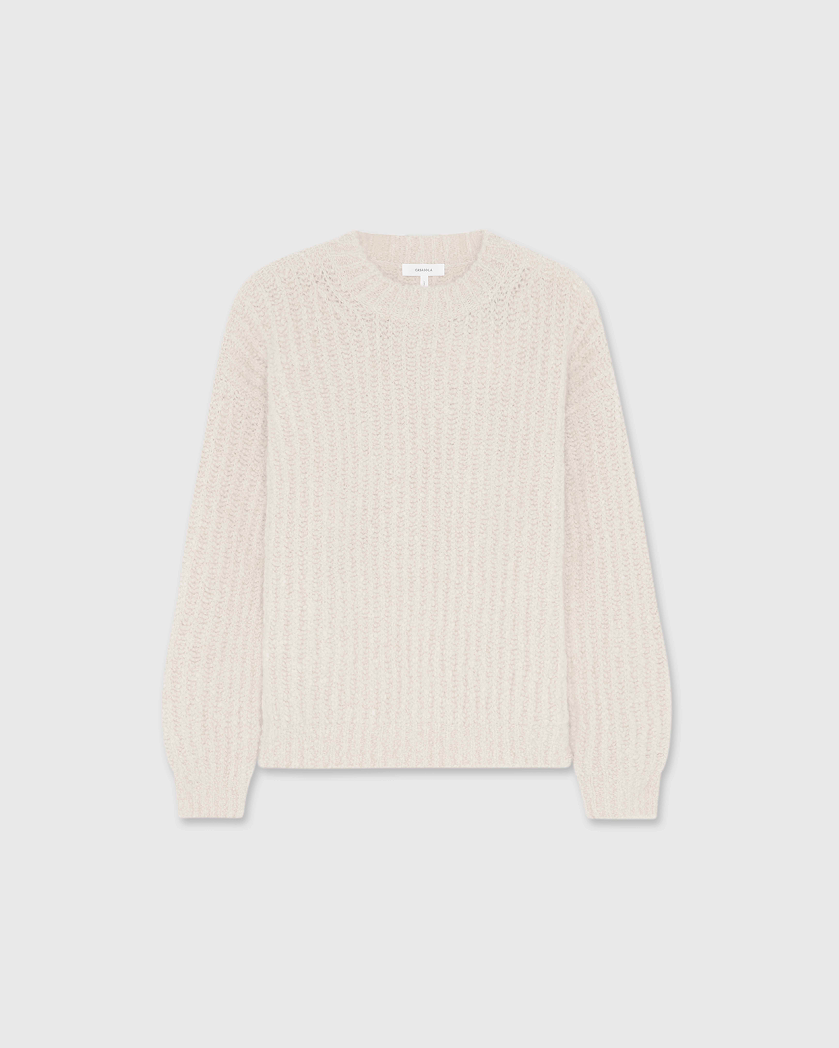 Casasola Orso Cashmere Silk Off-White Boucle Crewneck - Front View