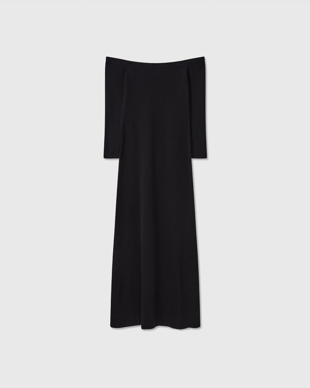 Casasola silk-knit mid-length strapless dress in black, made in Italy - front view
