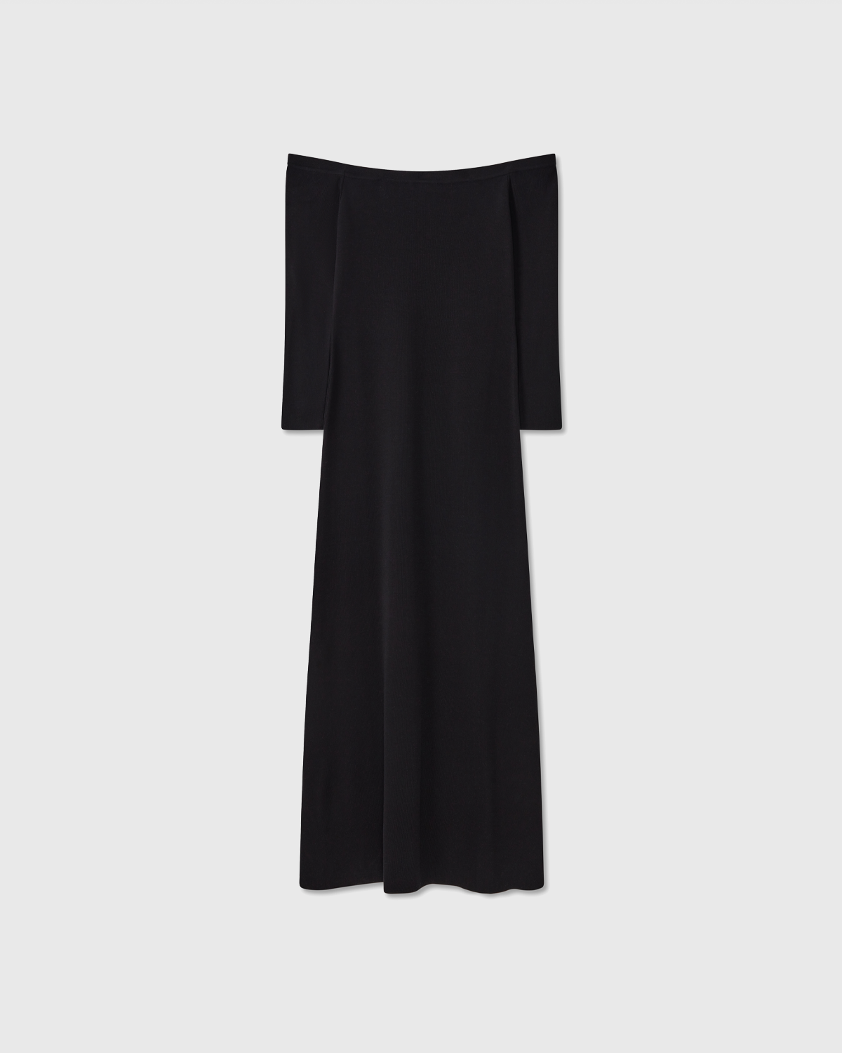 Casasola silk-knit mid-length strapless dress in black, made in Italy - front view