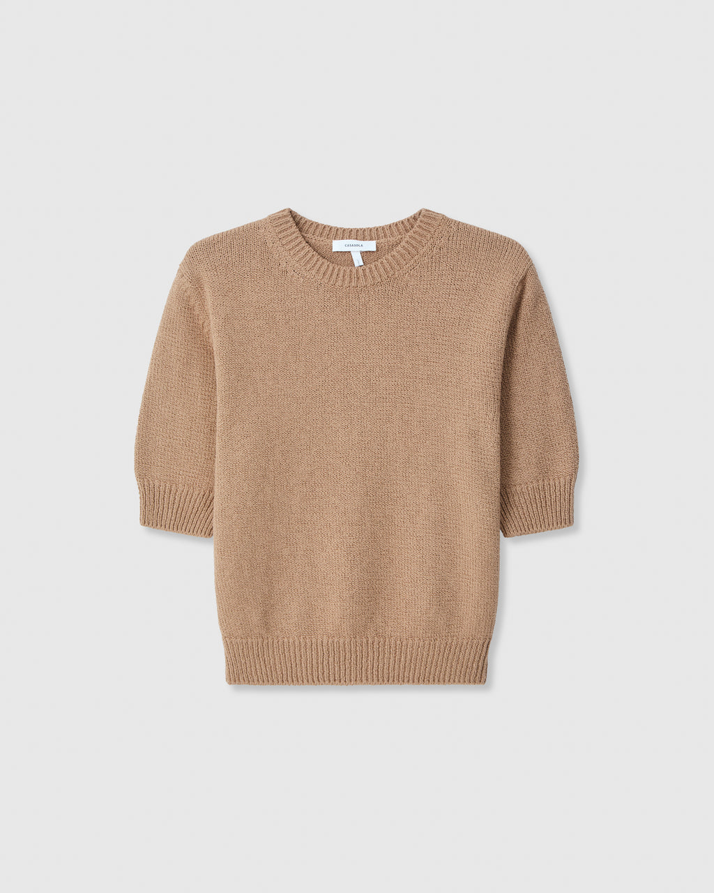 Casasola Celina knitted cotton short-sleeve crewneck camel - front view