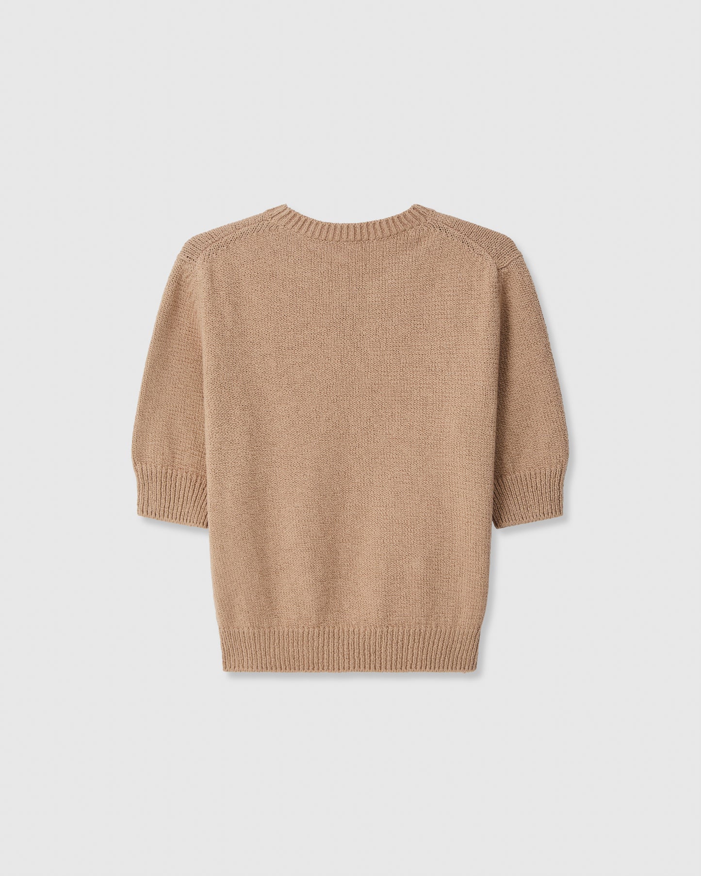 Casasola Celina knitted cotton short-sleeve crewneck camel - back view