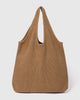Casasola Costanza knitted cotton shoulder camel bag - front view