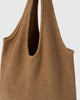 Casasola Costanza knitted cotton shoulder camel bag - detail view