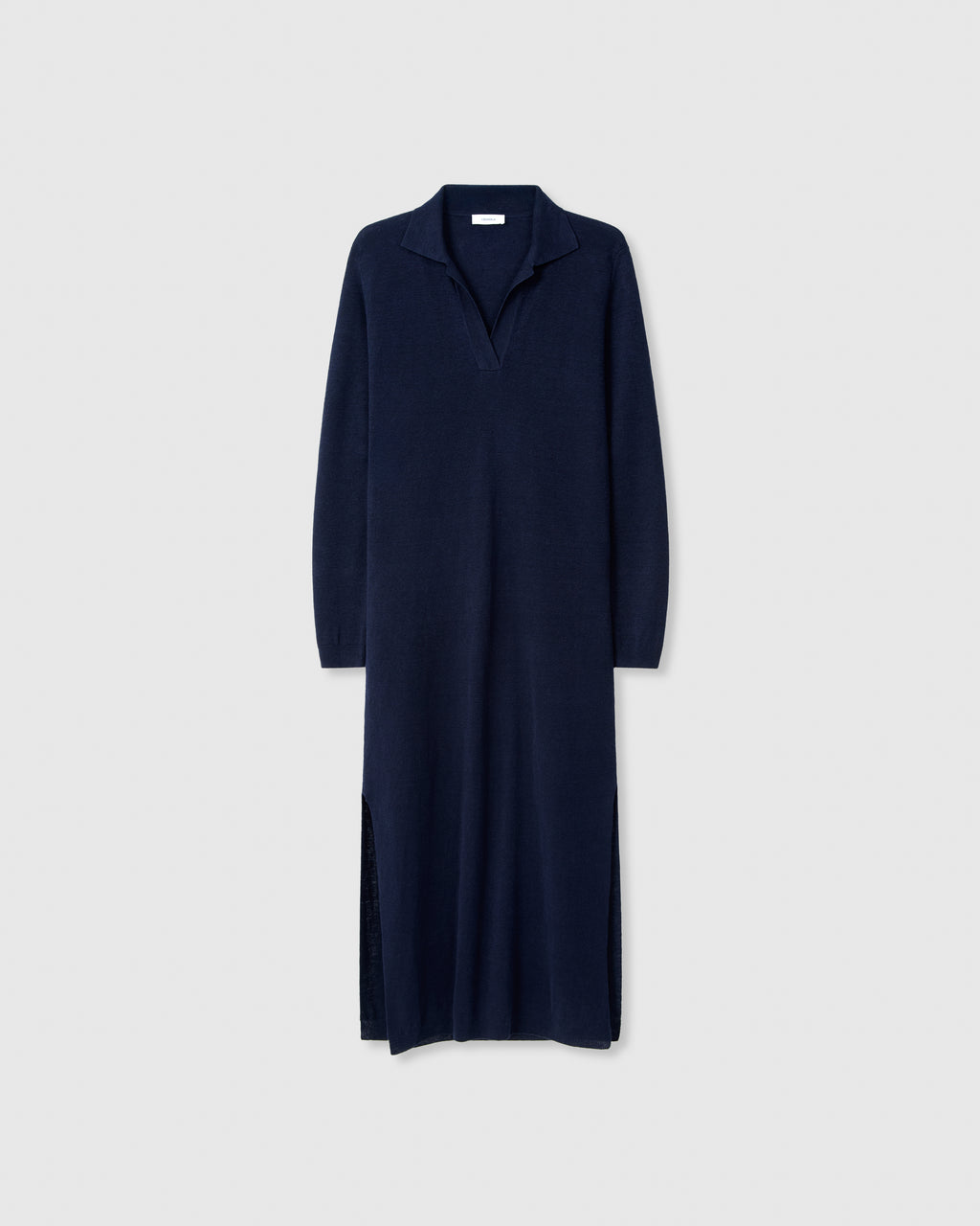 Casasola Daria Knitted Linen Navy Polo Midi Dress - Front View