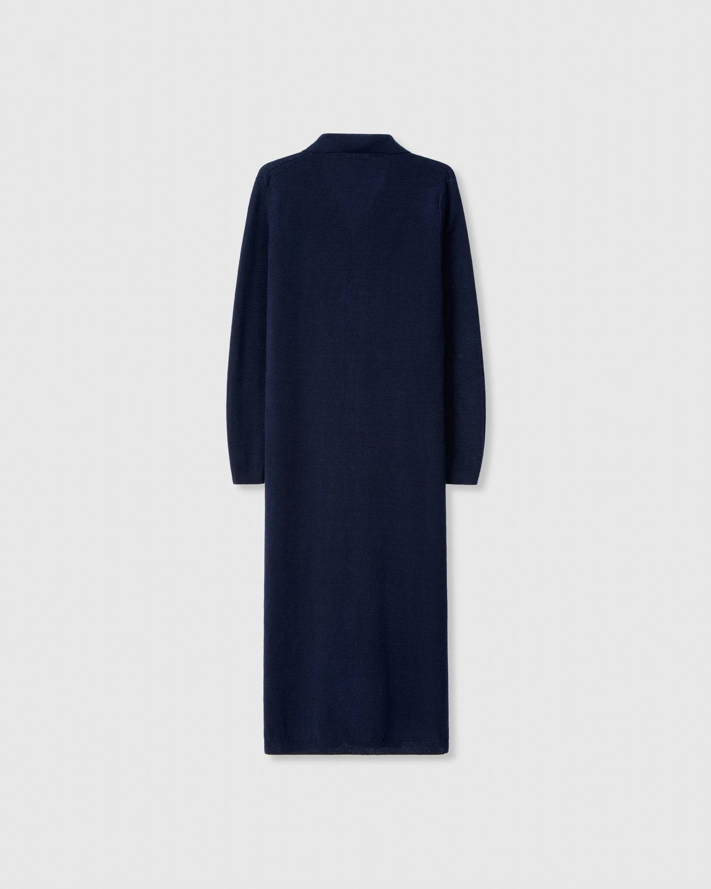 Casasola Daria Knitted Linen Navy Polo Midi Dress - Back View