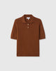 Casasola Diletta linen knitted brown polo top - Front View