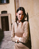 Women Wearing Casasola Elisabetta Silk Knit Camel Midi-Dress 