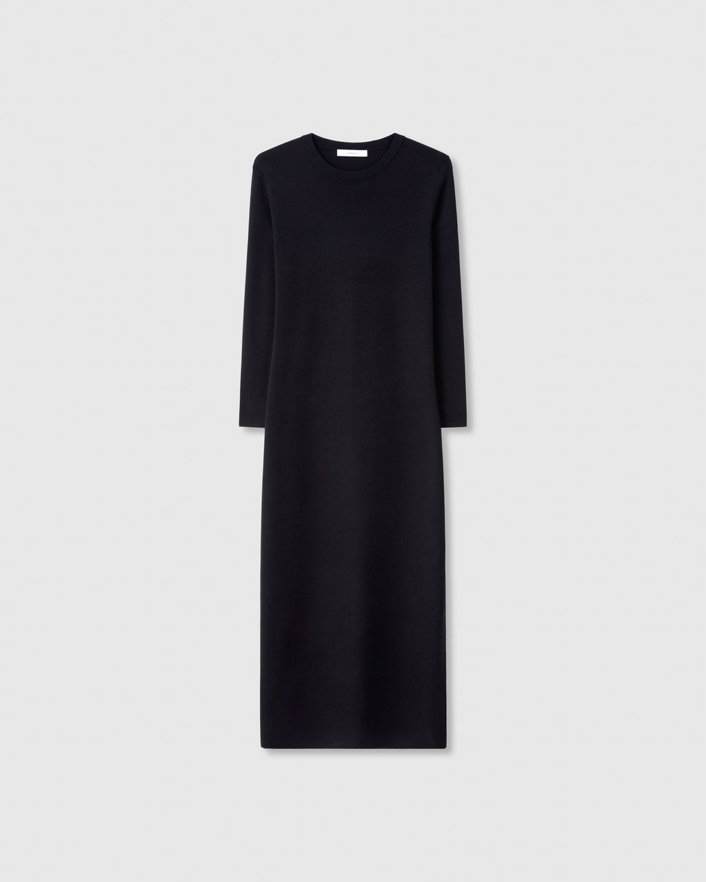 Casasola Elisabetta Silk Knit Midi-Dress with Long Sleeves in Black - Front View