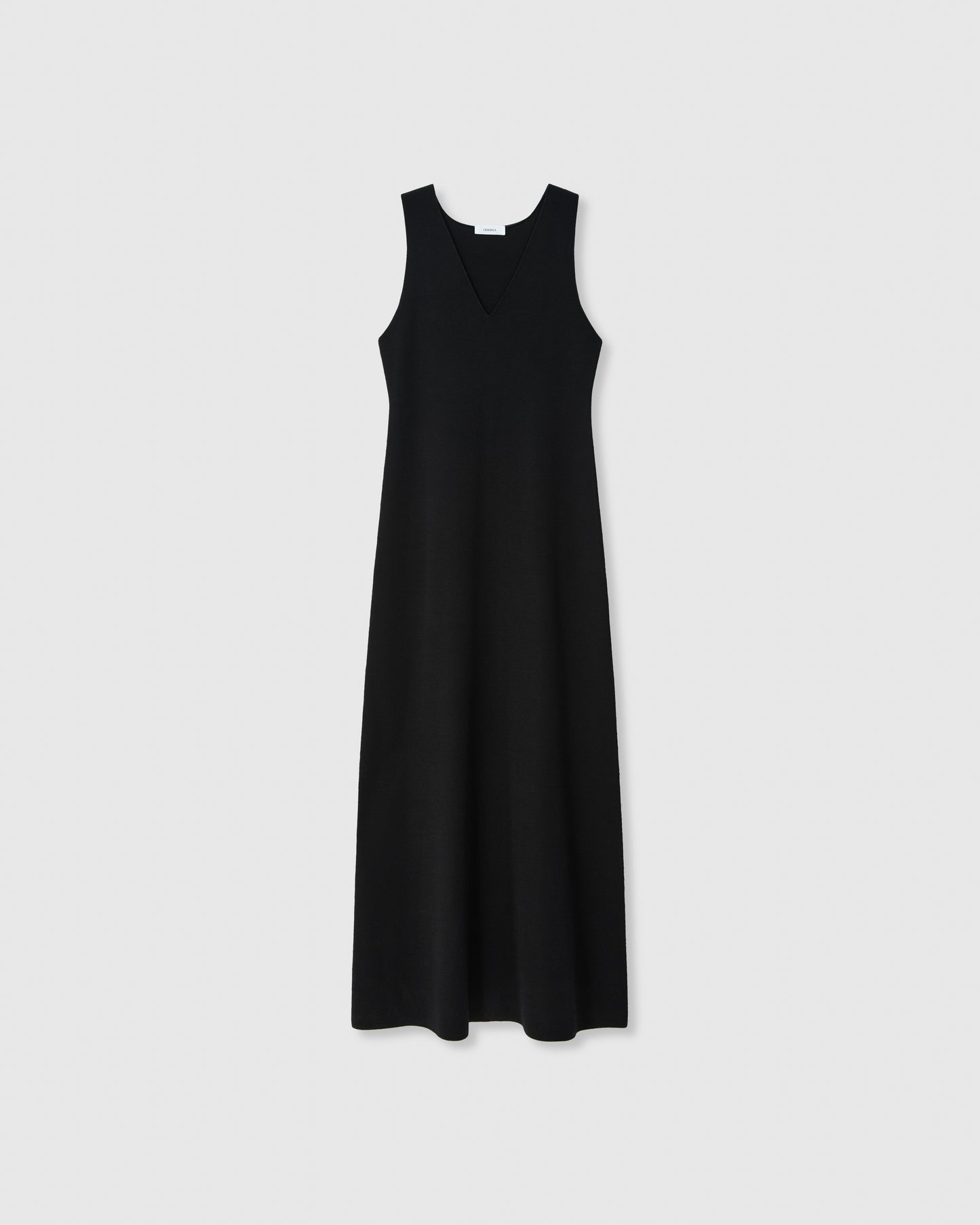 Casasola Etta knitted 100% silk v-neck midi dress black - front view