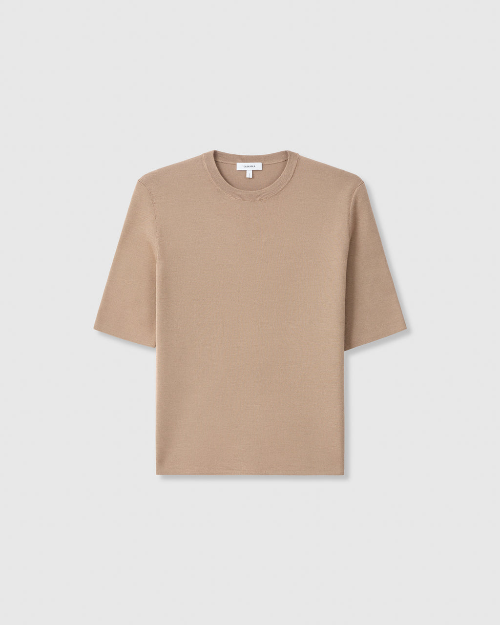 Casasola Eva Knitted 100% Silk Top Camel  - Front View