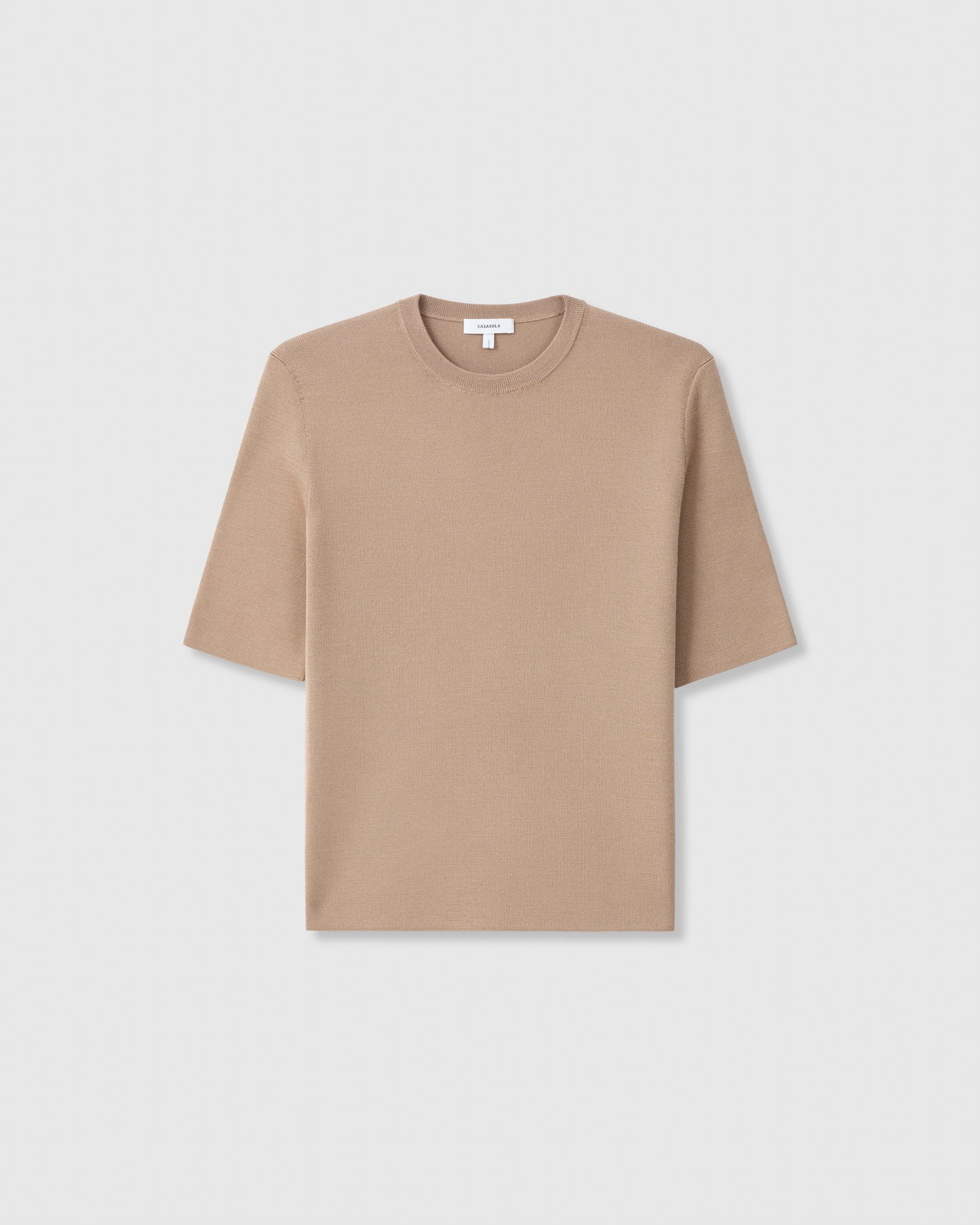 Casasola Eva Knitted 100% Silk Top Camel  - Front View