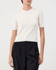 Model Wearing Eva Knitted Silk Top White - Front View