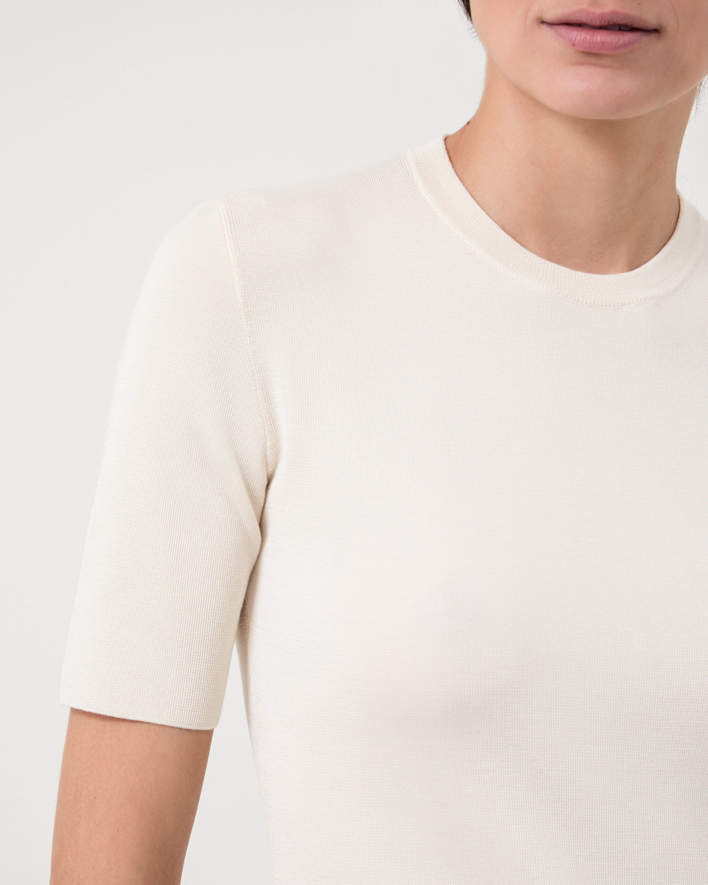 Casasola Eva Knitted Silk Top White - Detail View