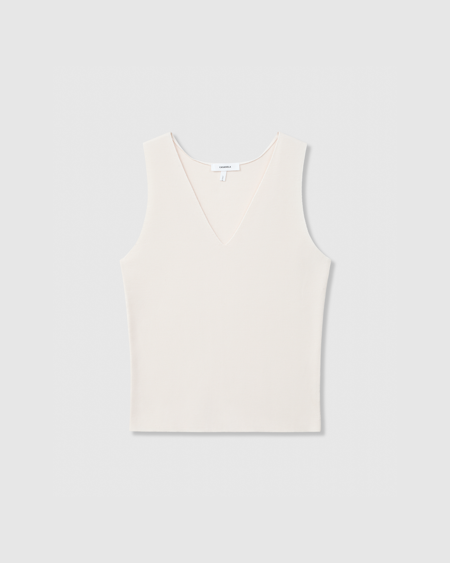 Casasola Evelina Knitted Silk V-Neck Top White - Front View