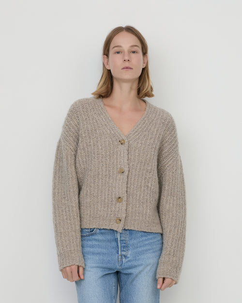 Fumo Bouclé Cardigan Stone