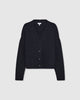 Casasola Fumo Knitted Cashmere Silk Boucle Cardigan in Navy - Front View