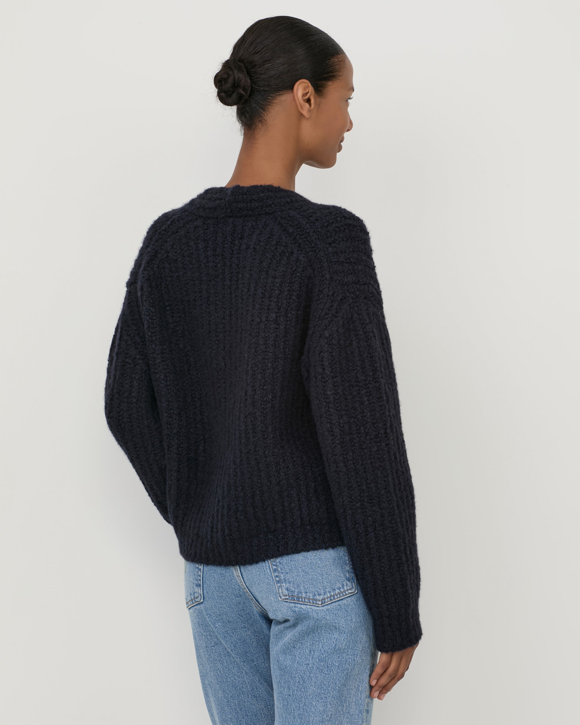 Fumo Bouclé Cardigan Navy