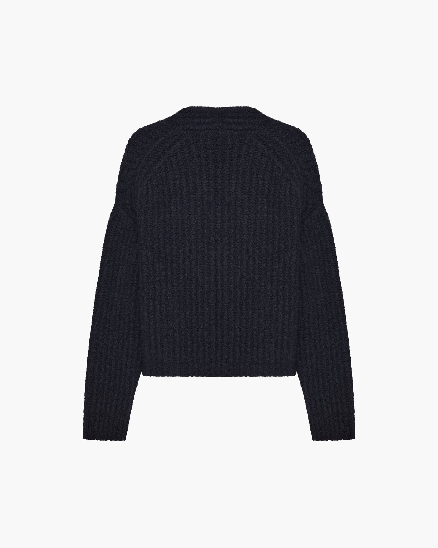 Casasola Fumo Knitted Cashmere Silk Boucle Cardigan in Navy - Back View