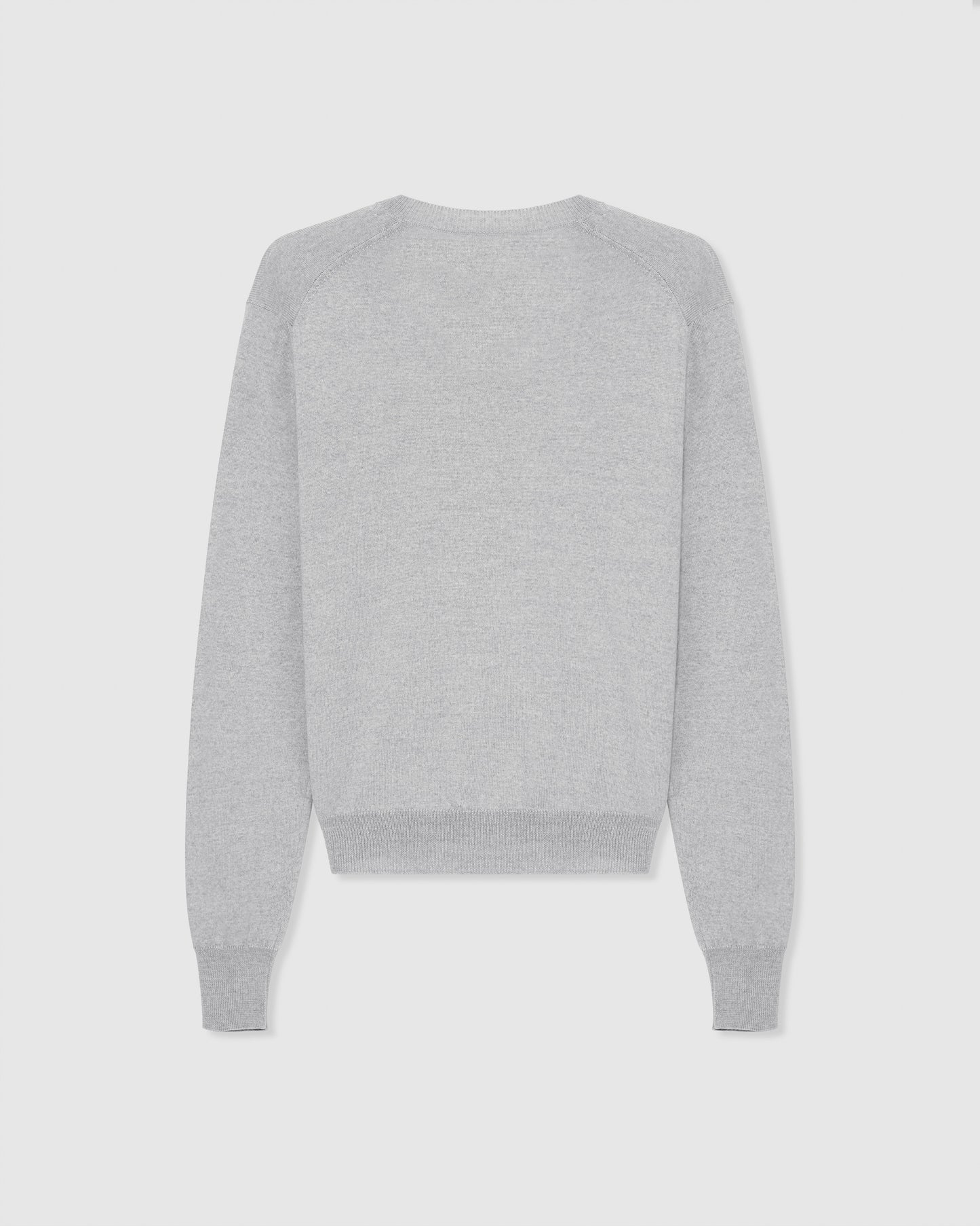 Casasola Giada Wool V-Neck sweater in Grey - back view