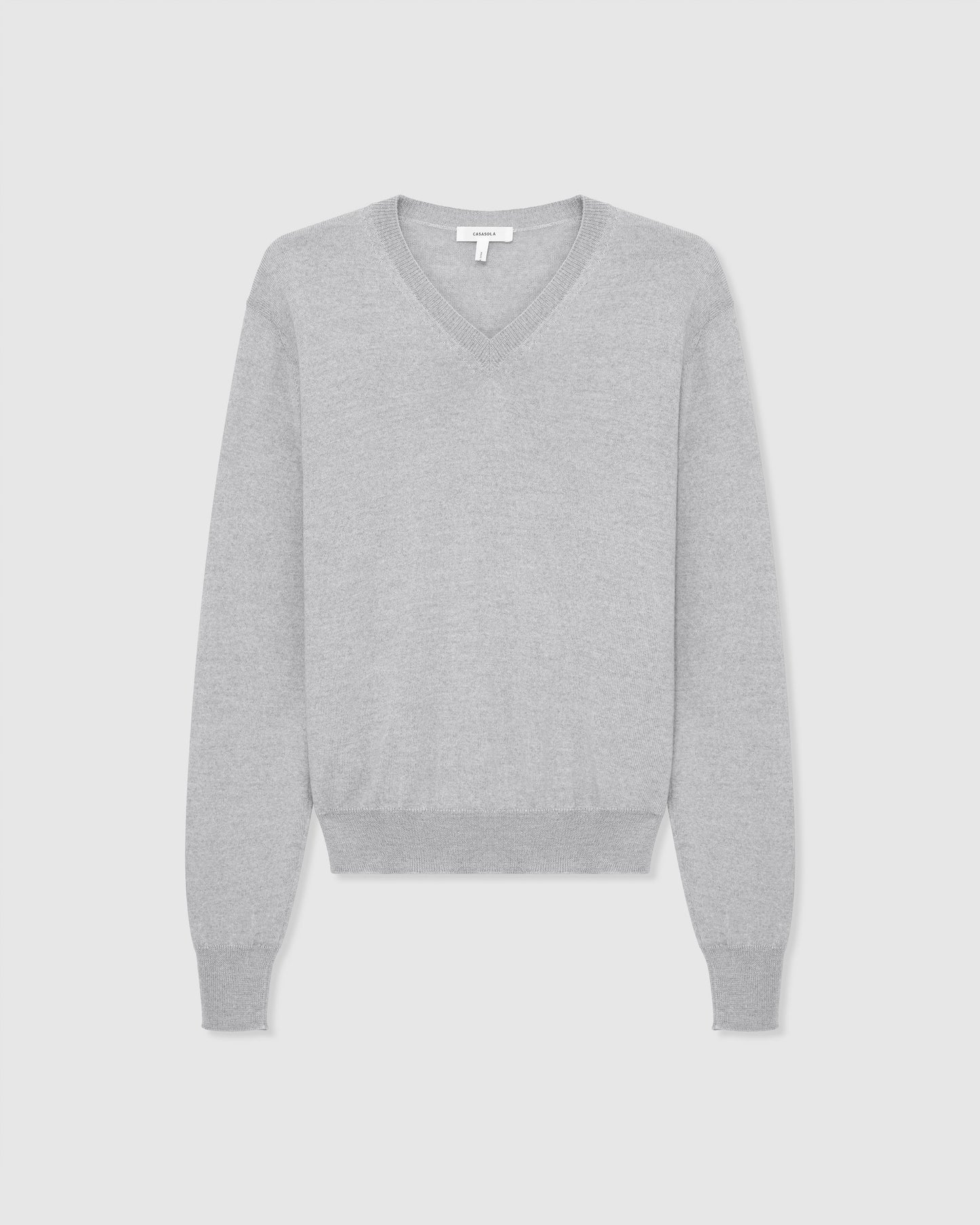 Casasola Giada Wool V-Neck sweater in Grey - front view