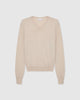 Casasola Giada wool V-Neck sweater in Sand - front view