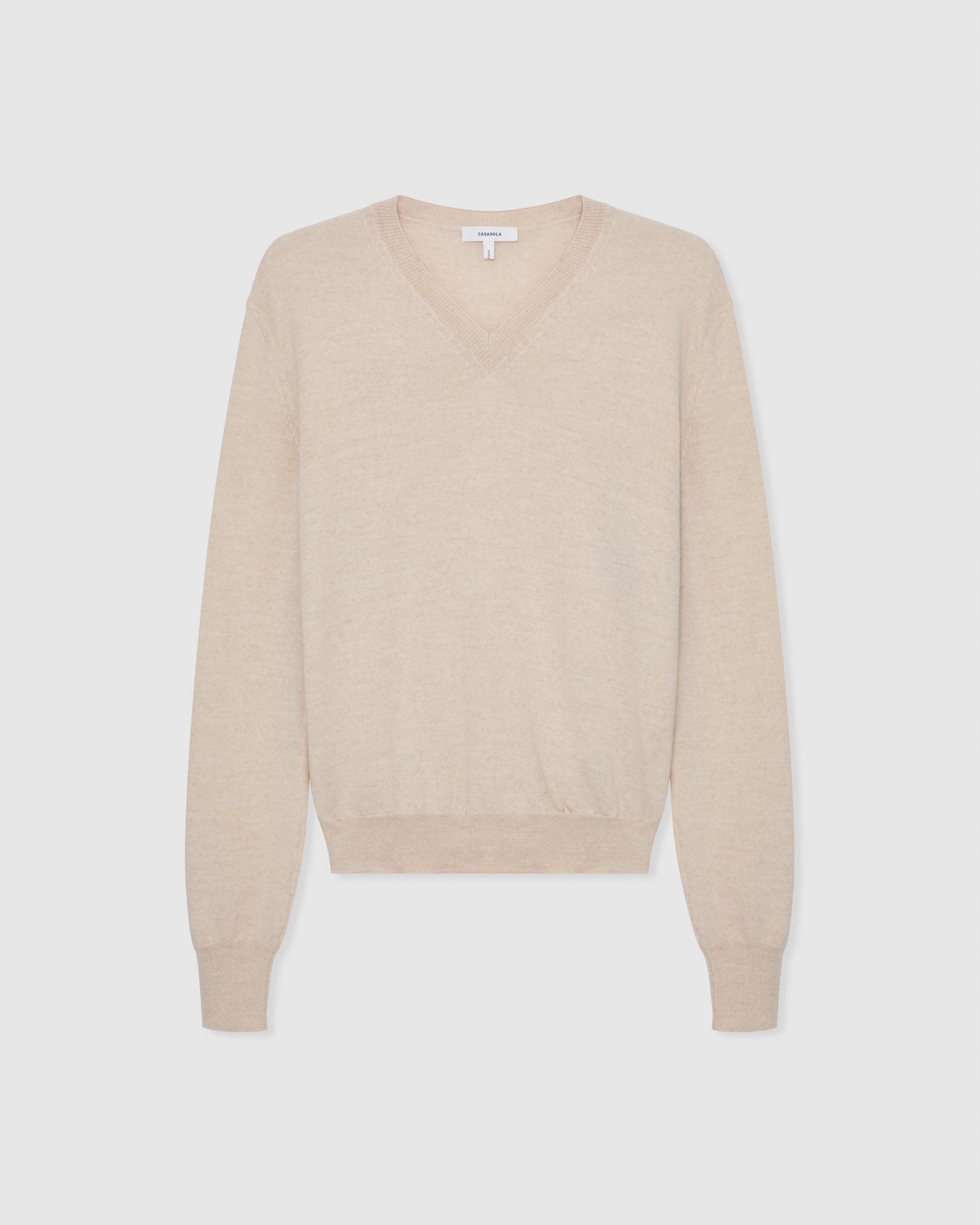 Casasola Giada wool V-Neck sweater in Sand - front view