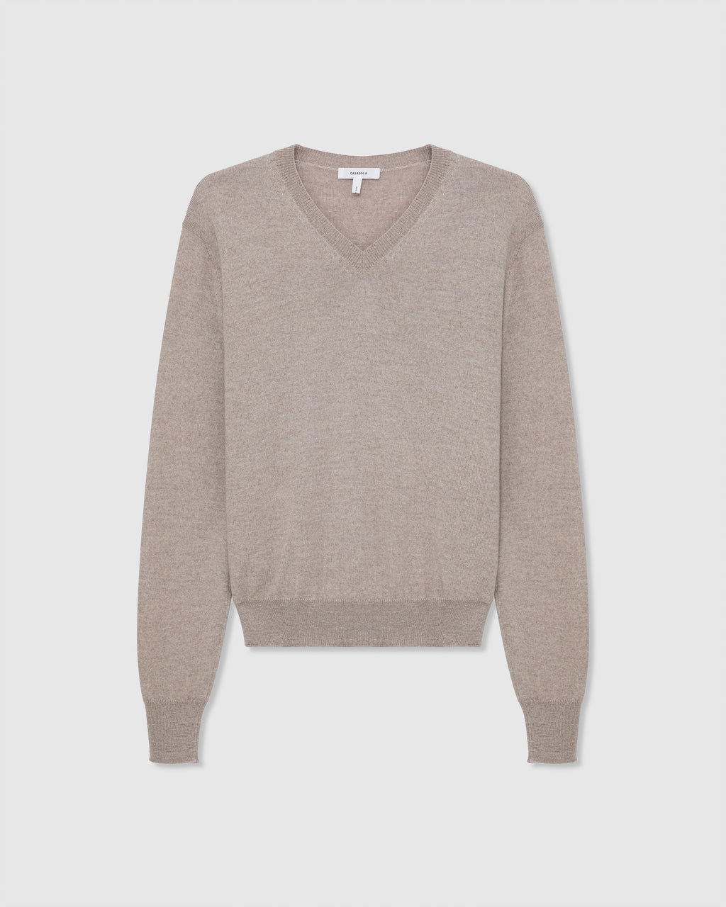 Casasola Giada wool V-Neck Sweater in Stone - front view