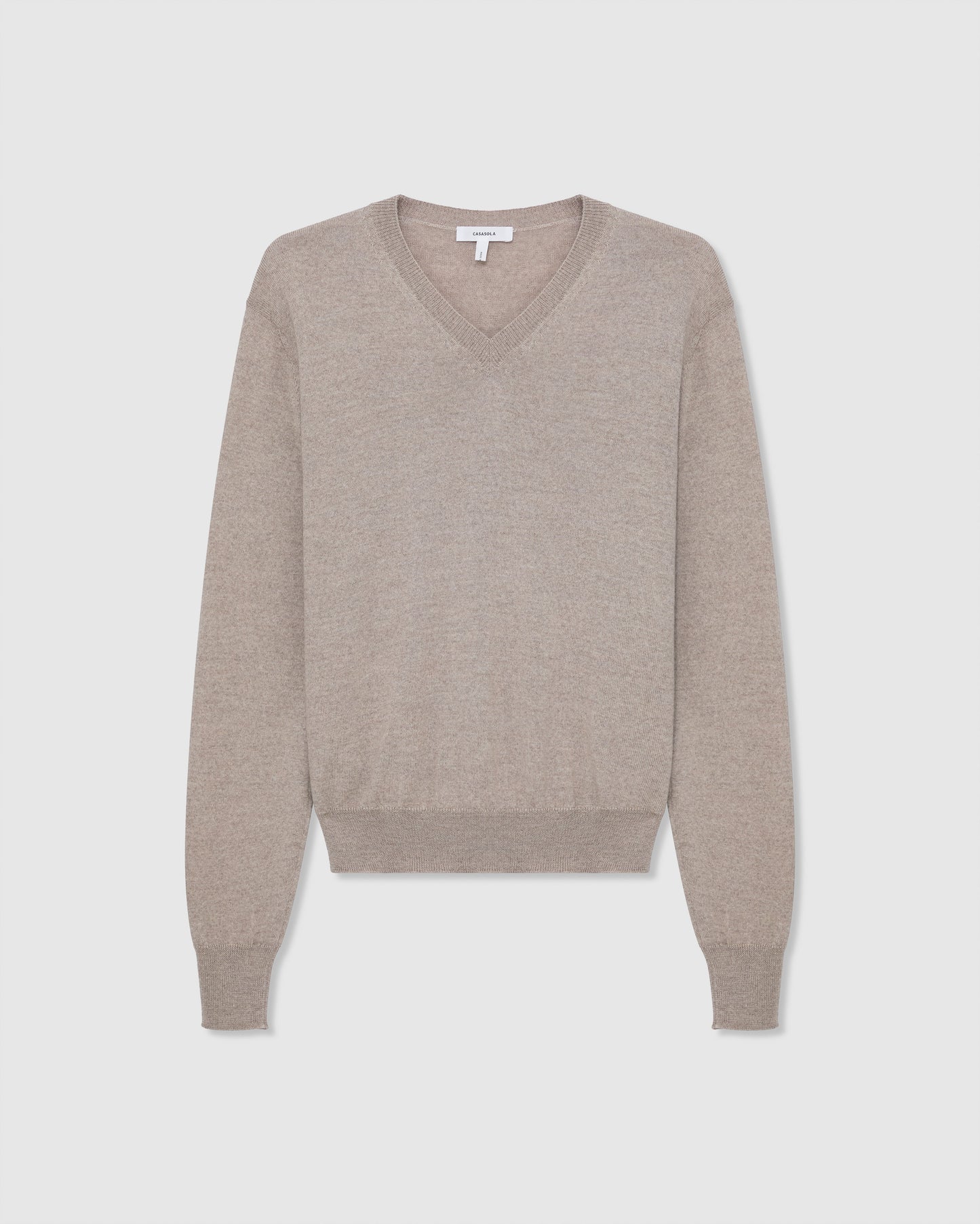 Casasola Giada wool V-Neck Sweater in Stone - front view