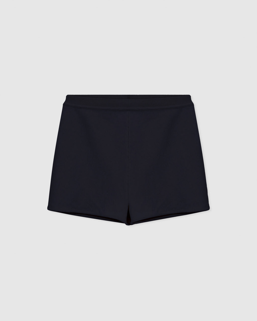 Navy cashmere knit culottes with a high-waist fit and finely ribbed edge detailing