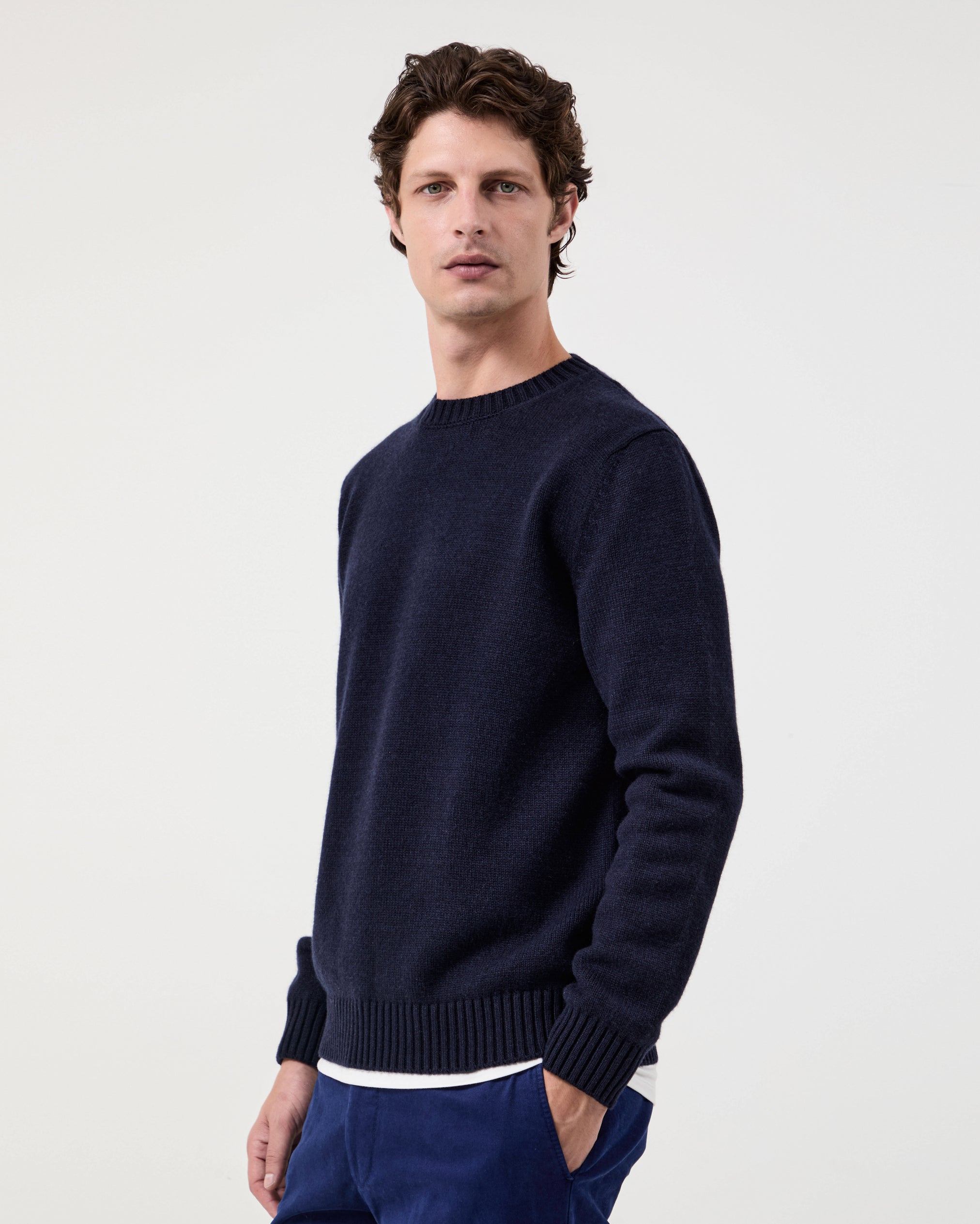 Pino Four-Ply Crew Navy