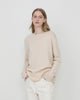 Woman wears knitted cashmere Maria oversized crewneck sweater - front view