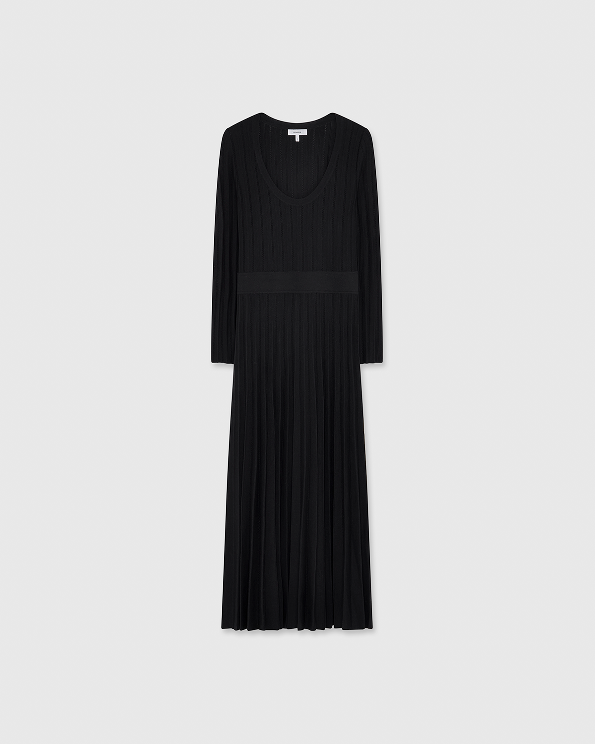 Casasola silk-wool mid-length pointelle-stitch black dress 1