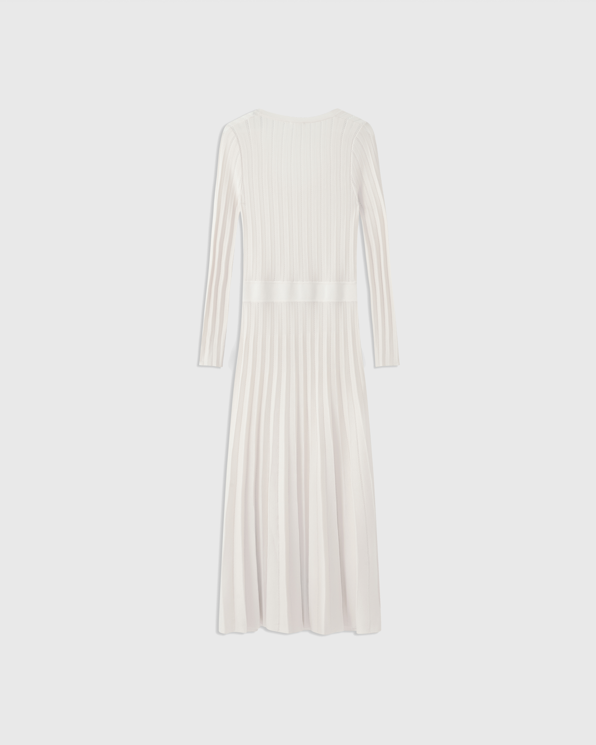 Casasola silk-wool mid-length pointelle-stitch ivory dress 1 - back view